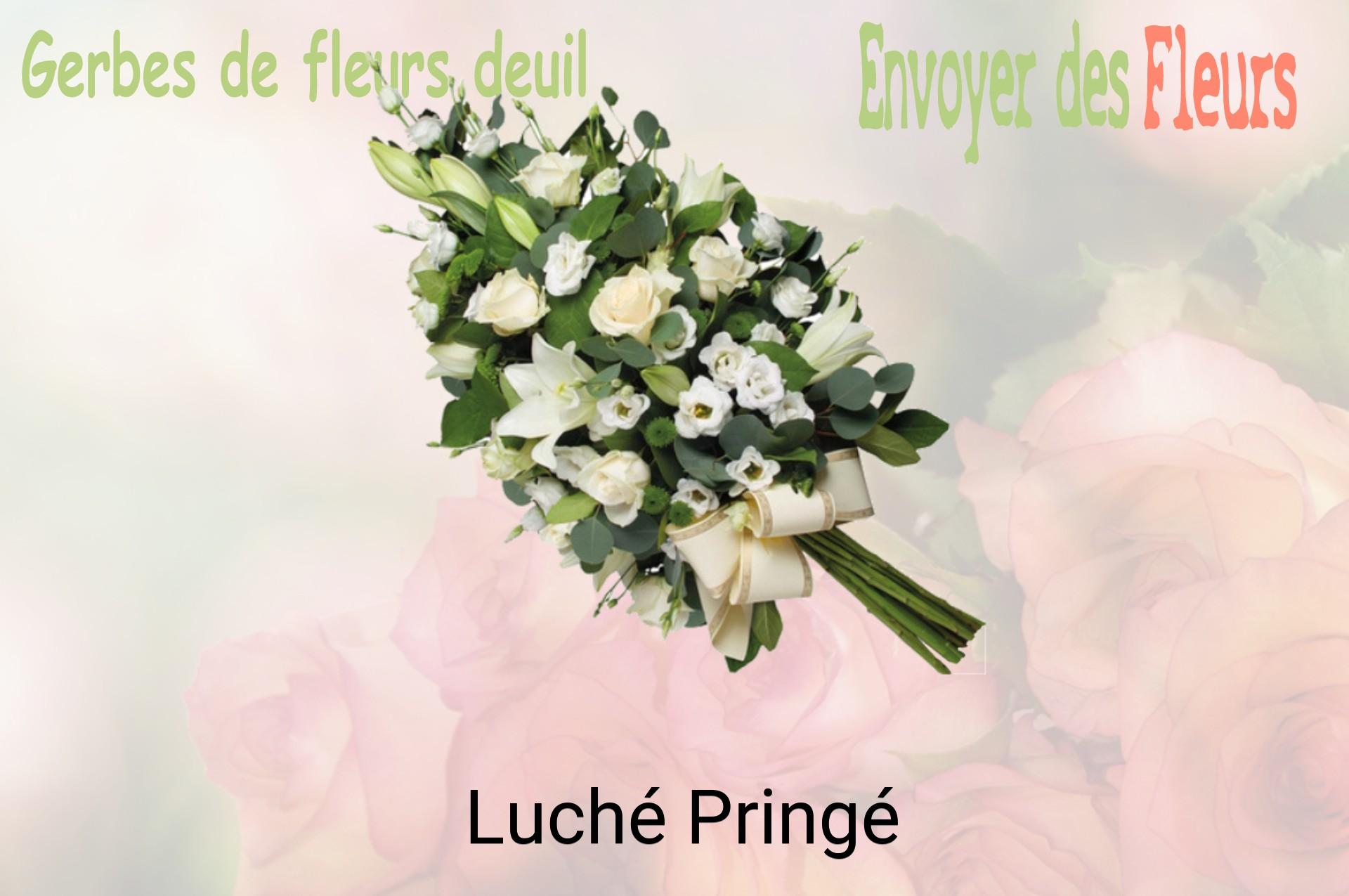 Gerbe de fleurs de deuil livrée à Luché-Pringé